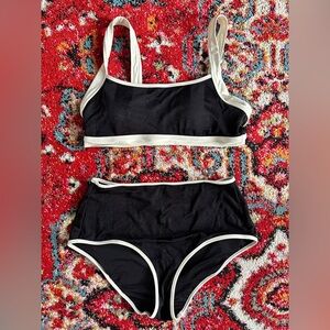 Aerie Black and White Shine high waisted bikini